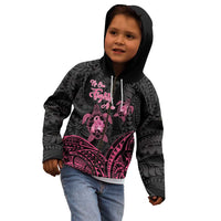 Personalised Polynesia Breast Cancer Awareness Kid Hoodie No One Fights Alone Turtle Ribbon - Black Version