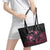 Personalised Polynesia Breast Cancer Awareness Leather Tote Bag No One Fights Alone Turtle Ribbon - Black Version