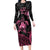 Personalised Polynesia Breast Cancer Awareness Long Sleeve Bodycon Dress No One Fights Alone Turtle Ribbon - Black Version