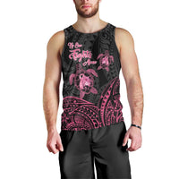 Personalised Polynesia Breast Cancer Awareness Men Tank Top No One Fights Alone Turtle Ribbon - Black Version LT14 - Polynesian Pride
