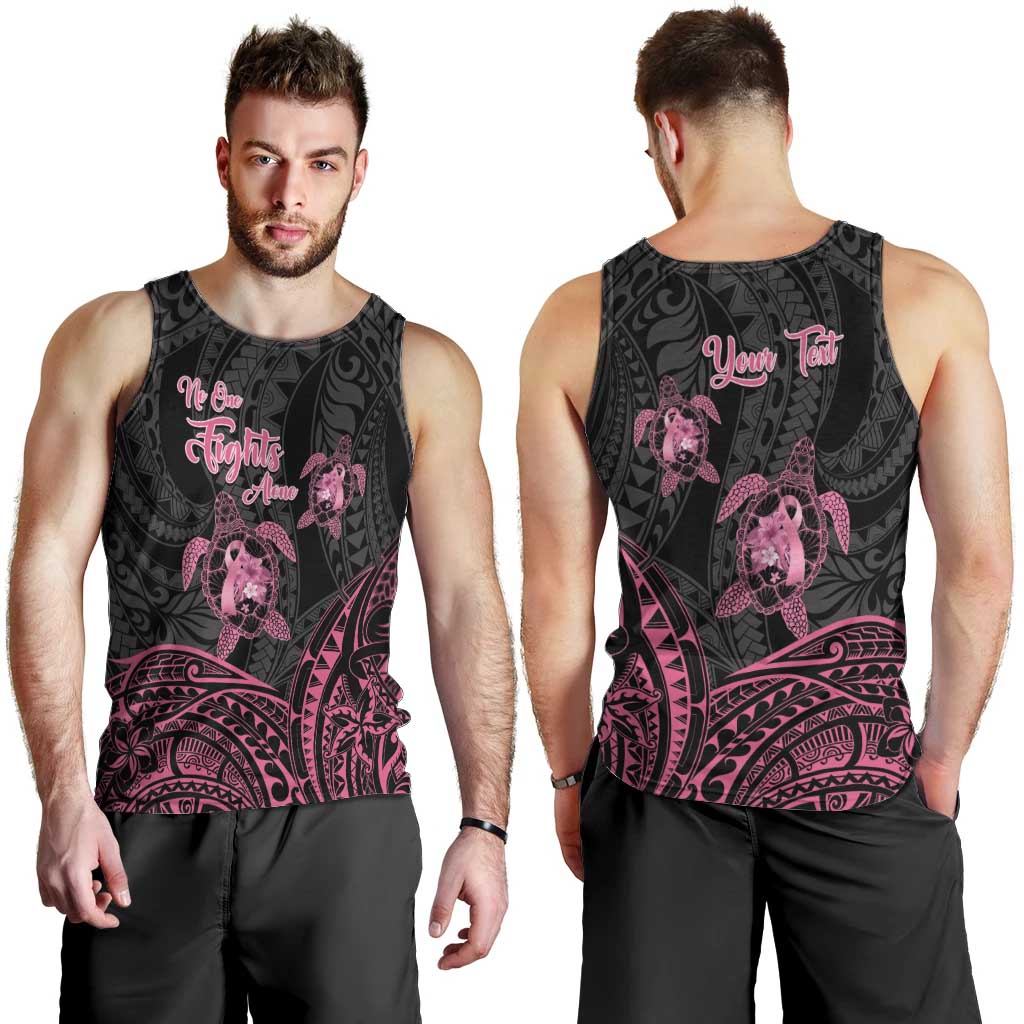 Personalised Polynesia Breast Cancer Awareness Men Tank Top No One Fights Alone Turtle Ribbon - Black Version LT14 - Polynesian Pride