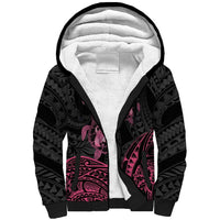 Personalised Polynesia Breast Cancer Awareness Sherpa Hoodie No One Fights Alone Turtle Ribbon - Black Version LT14 Unisex Black - Polynesian Pride