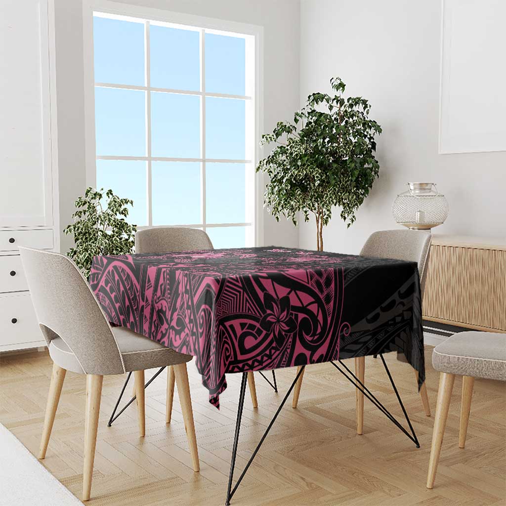 Personalised Polynesia Breast Cancer Awareness Tablecloth No One Fights Alone Turtle Ribbon - Black Version LT14 - Polynesian Pride