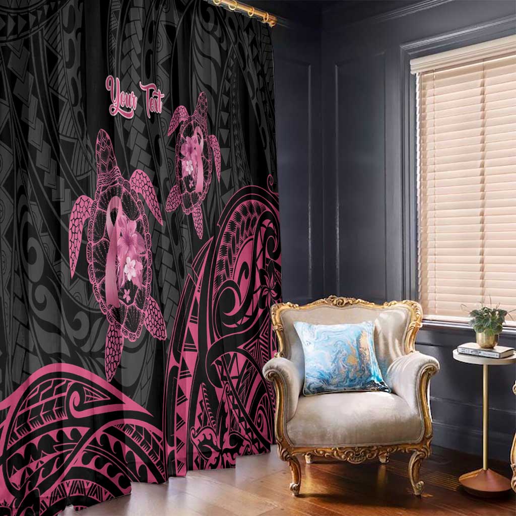 Personalised Polynesia Breast Cancer Awareness Window Curtain No One Fights Alone Turtle Ribbon - Black Version LT14 - Polynesian Pride
