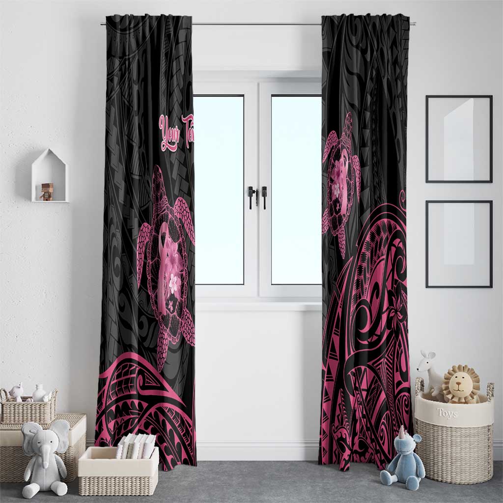 Personalised Polynesia Breast Cancer Awareness Window Curtain No One Fights Alone Turtle Ribbon - Black Version LT14 - Polynesian Pride