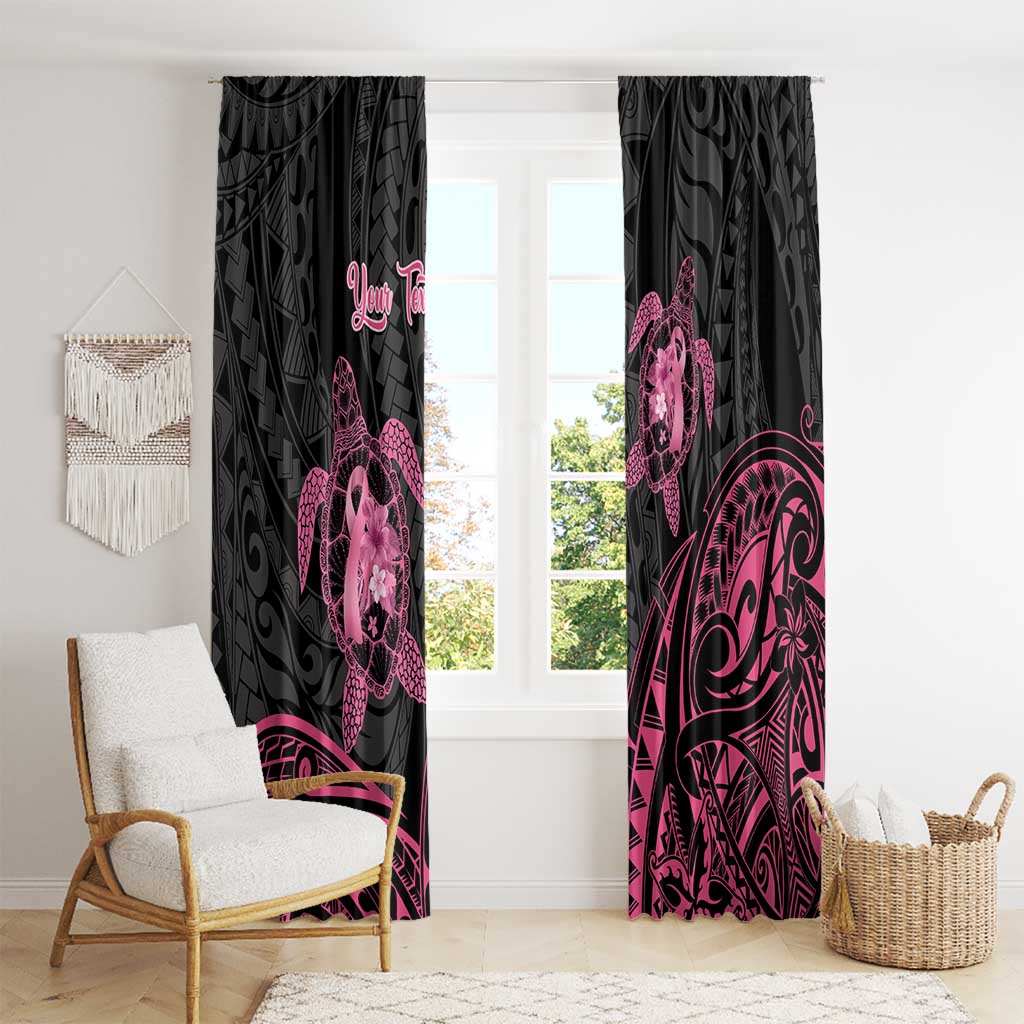 Personalised Polynesia Breast Cancer Awareness Window Curtain No One Fights Alone Turtle Ribbon - Black Version LT14 - Polynesian Pride