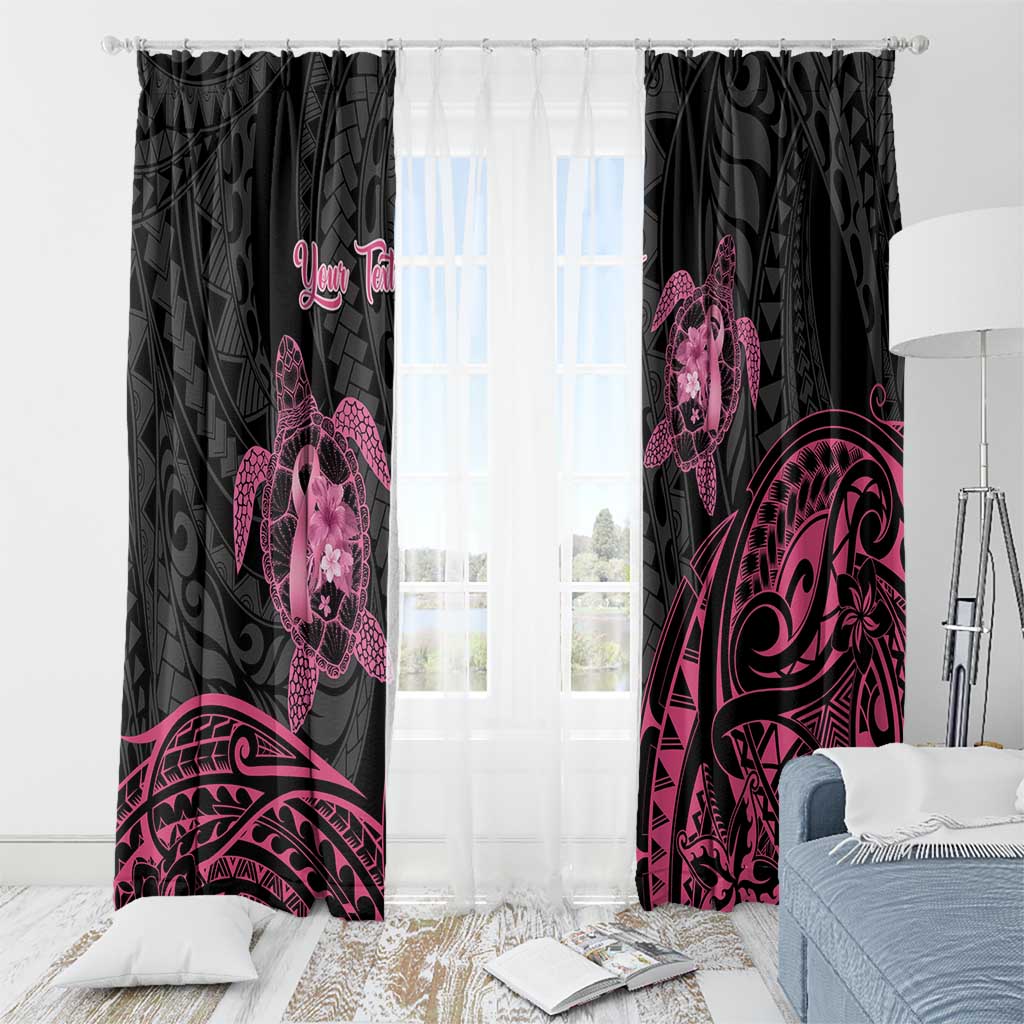 Personalised Polynesia Breast Cancer Awareness Window Curtain No One Fights Alone Turtle Ribbon - Black Version LT14 - Polynesian Pride