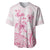 Personalised Polynesia Breast Cancer Awareness Baseball Jersey No One Fights Alone Turtle Ribbon - White Version