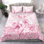 Personalised Polynesia Breast Cancer Awareness Bedding Set No One Fights Alone Turtle Ribbon - White Version