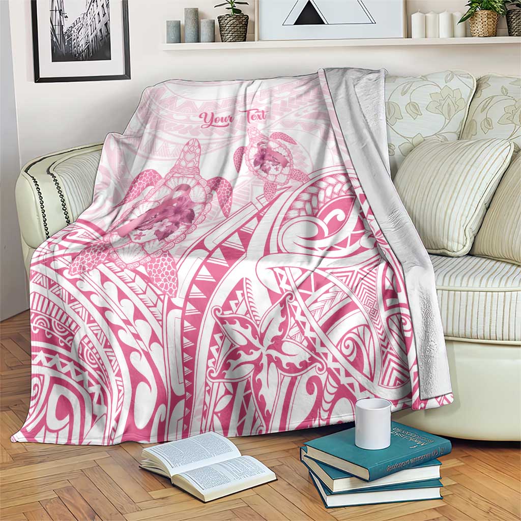 Personalised Polynesia Breast Cancer Awareness Blanket No One Fights Alone Turtle Ribbon - White Version LT14 White - Polynesian Pride