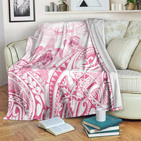 Personalised Polynesia Breast Cancer Awareness Blanket No One Fights Alone Turtle Ribbon - White Version LT14 White - Polynesian Pride