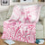 Personalised Polynesia Breast Cancer Awareness Blanket No One Fights Alone Turtle Ribbon - White Version