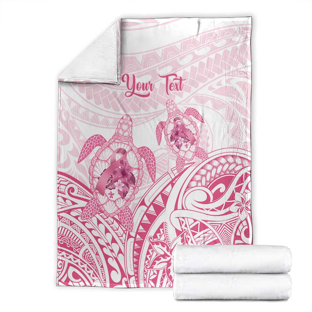 Personalised Polynesia Breast Cancer Awareness Blanket No One Fights Alone Turtle Ribbon - White Version LT14 - Polynesian Pride