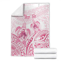 Personalised Polynesia Breast Cancer Awareness Blanket No One Fights Alone Turtle Ribbon - White Version LT14 - Polynesian Pride