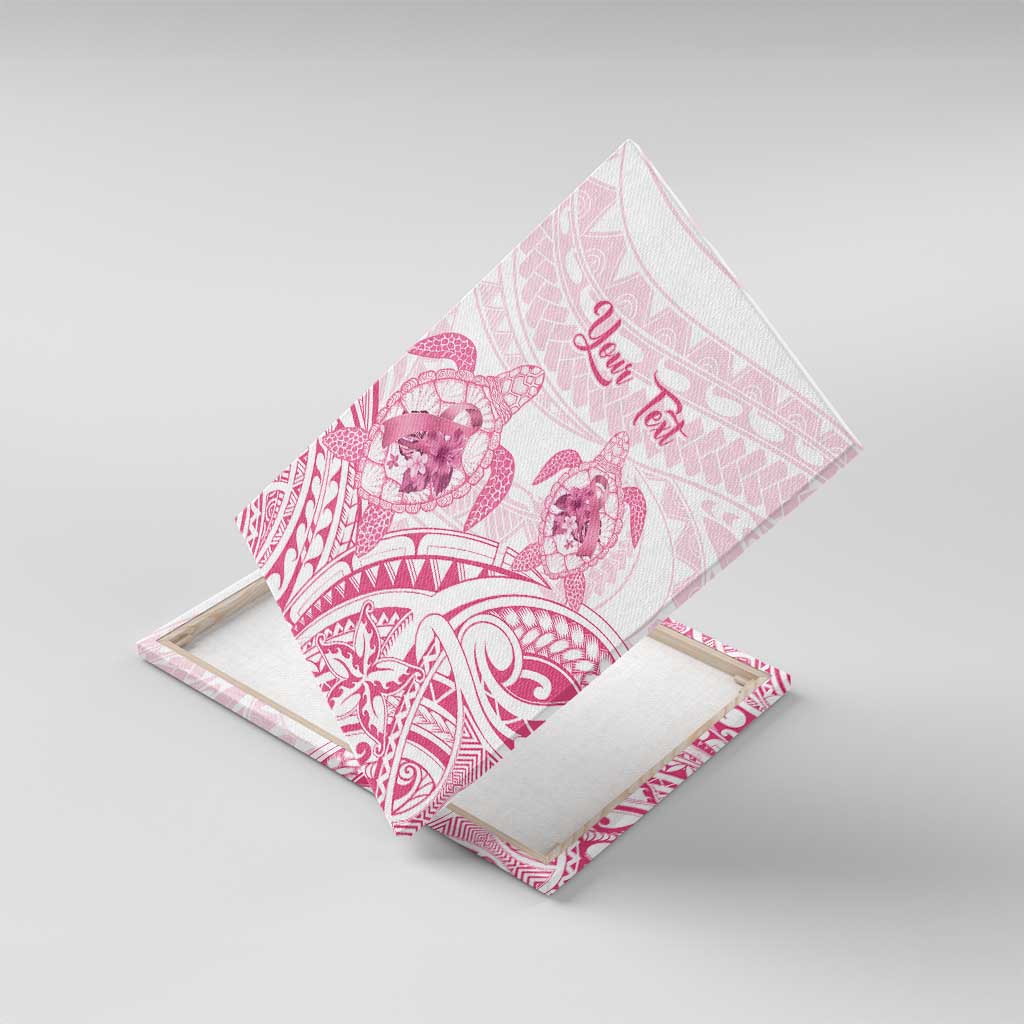 Personalised Polynesia Breast Cancer Awareness Canvas Wall Art No One Fights Alone Turtle Ribbon - White Version LT14 With Frame White - Polynesian Pride