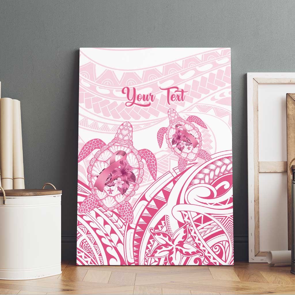 Personalised Polynesia Breast Cancer Awareness Canvas Wall Art No One Fights Alone Turtle Ribbon - White Version LT14 - Polynesian Pride