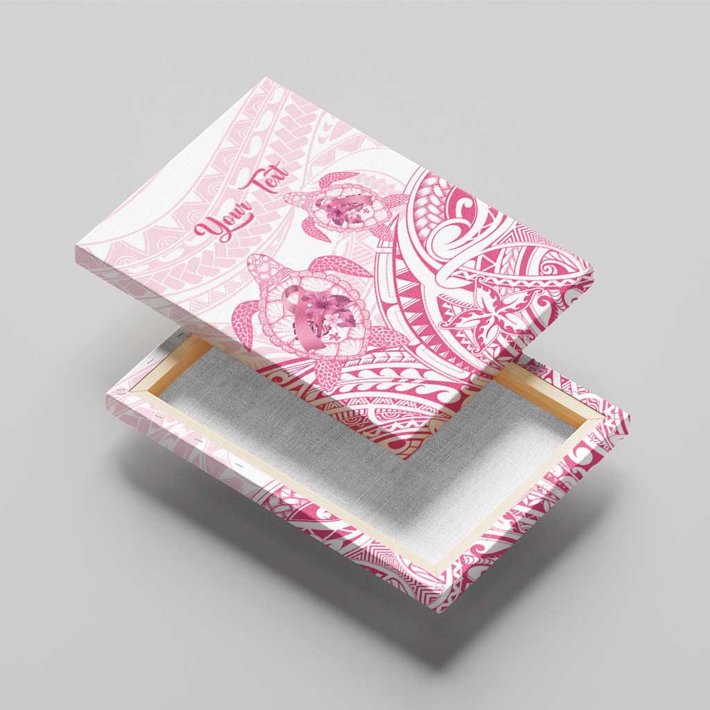 Personalised Polynesia Breast Cancer Awareness Canvas Wall Art No One Fights Alone Turtle Ribbon - White Version LT14 - Polynesian Pride