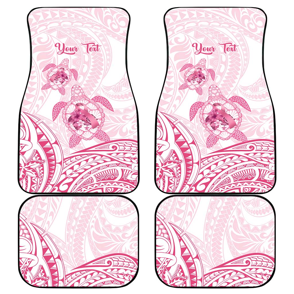 Personalised Polynesia Breast Cancer Awareness Car Mats No One Fights Alone Turtle Ribbon - White Version LT14 - Polynesian Pride