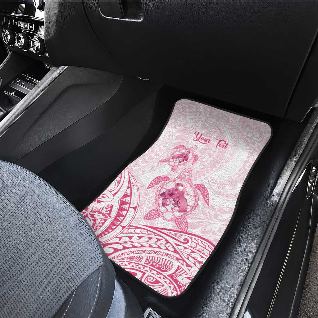 Personalised Polynesia Breast Cancer Awareness Car Mats No One Fights Alone Turtle Ribbon - White Version LT14 - Polynesian Pride