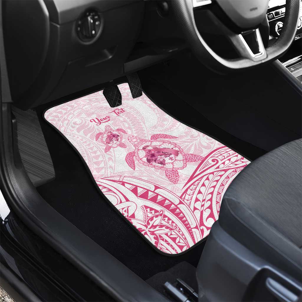 Personalised Polynesia Breast Cancer Awareness Car Mats No One Fights Alone Turtle Ribbon - White Version LT14 - Polynesian Pride
