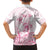 Personalised Polynesia Breast Cancer Awareness Family Matching Off The Shoulder Long Sleeve Dress and Hawaiian Shirt No One Fights Alone Turtle Ribbon - White Version