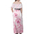 Personalised Polynesia Breast Cancer Awareness Family Matching Off Shoulder Maxi Dress and Hawaiian Shirt No One Fights Alone Turtle Ribbon - White Version