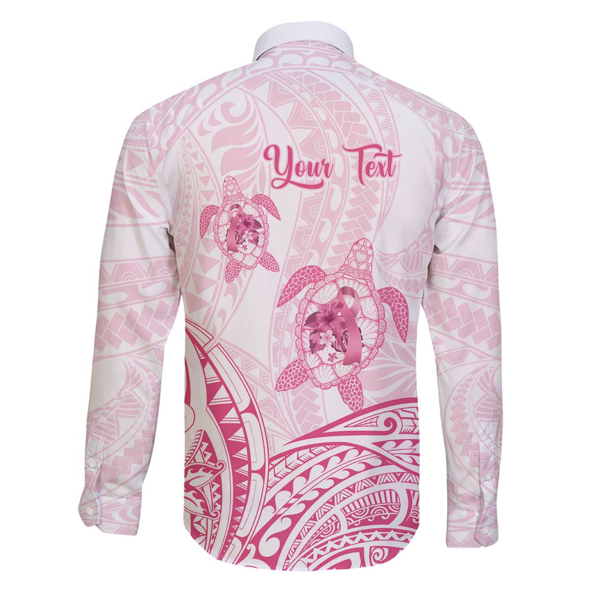 Personalised Polynesia Breast Cancer Awareness Family Matching Off Shoulder Short Dress and Hawaiian Shirt No One Fights Alone Turtle Ribbon - White Version LT14 - Polynesian Pride