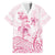 Personalised Polynesia Breast Cancer Awareness Family Matching Puletasi and Hawaiian Shirt No One Fights Alone Turtle Ribbon - White Version