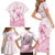 Personalised Polynesia Breast Cancer Awareness Family Matching Short Sleeve Bodycon Dress and Hawaiian Shirt No One Fights Alone Turtle Ribbon - White Version