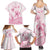 Personalised Polynesia Breast Cancer Awareness Family Matching Summer Maxi Dress and Hawaiian Shirt No One Fights Alone Turtle Ribbon - White Version