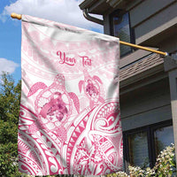 Personalised Polynesia Breast Cancer Awareness Garden Flag No One Fights Alone Turtle Ribbon - White Version LT14 - Polynesian Pride