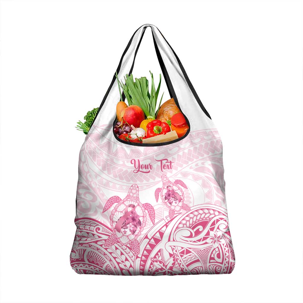 Personalised Polynesia Breast Cancer Awareness Grocery Bag No One Fights Alone Turtle Ribbon - White Version LT14 1-pack One Size White - Polynesian Pride