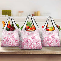 Personalised Polynesia Breast Cancer Awareness Grocery Bag No One Fights Alone Turtle Ribbon - White Version LT14 3-pack One Size White - Polynesian Pride