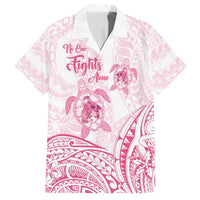 Personalised Polynesia Breast Cancer Awareness Hawaiian Shirt No One Fights Alone Turtle Ribbon - White Version LT14 White - Polynesian Pride