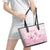 Personalised Polynesia Breast Cancer Awareness Leather Tote Bag No One Fights Alone Turtle Ribbon - White Version