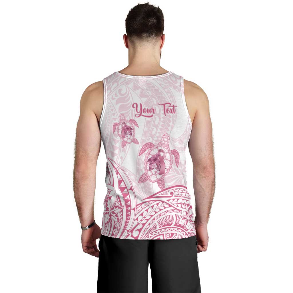 Personalised Polynesia Breast Cancer Awareness Men Tank Top No One Fights Alone Turtle Ribbon - White Version LT14 - Polynesian Pride
