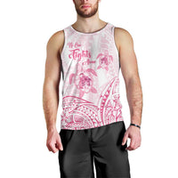 Personalised Polynesia Breast Cancer Awareness Men Tank Top No One Fights Alone Turtle Ribbon - White Version LT14 - Polynesian Pride