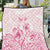 Personalised Polynesia Breast Cancer Awareness Quilt No One Fights Alone Turtle Ribbon - White Version