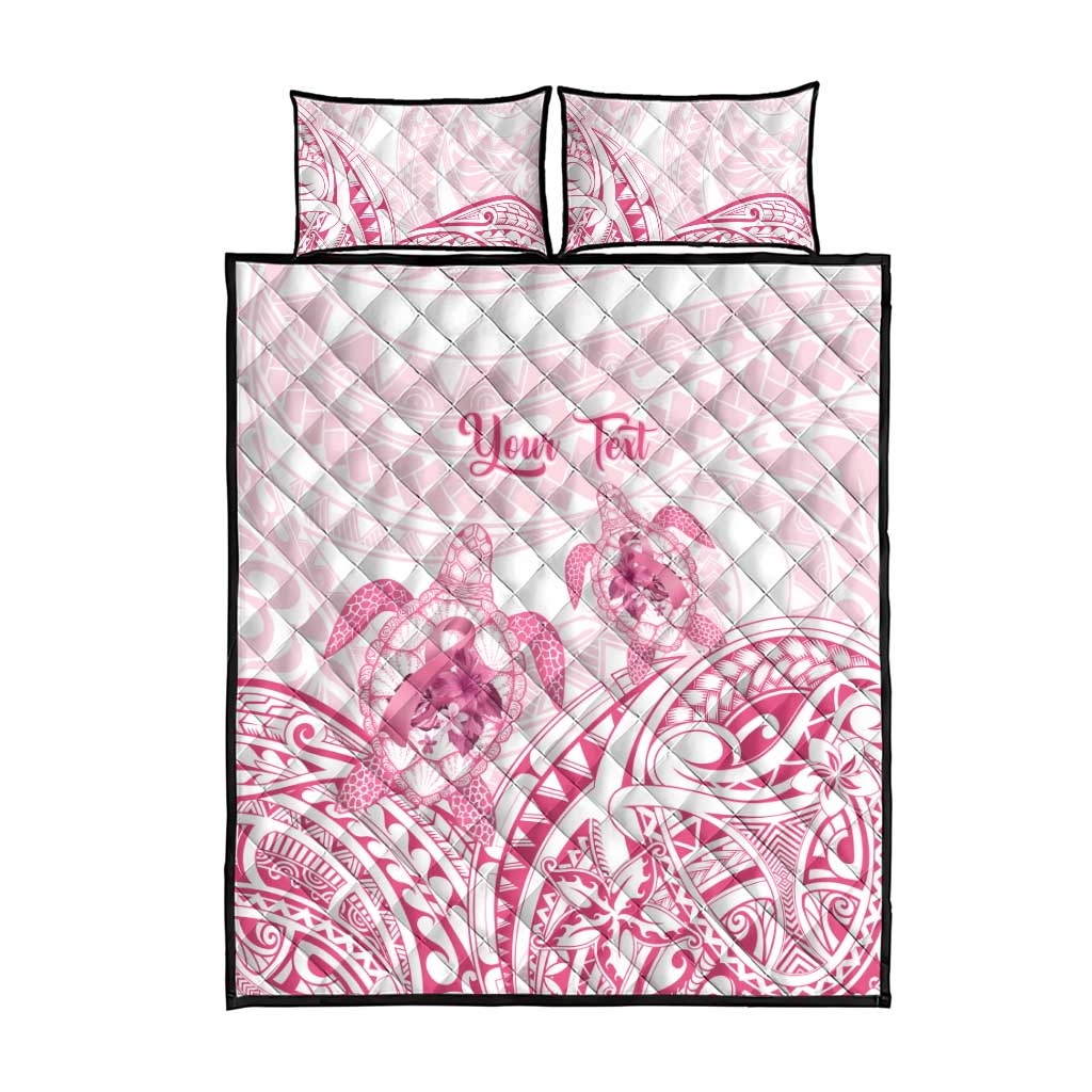 Personalised Polynesia Breast Cancer Awareness Quilt Bed Set No One Fights Alone Turtle Ribbon - White Version LT14 - Polynesian Pride