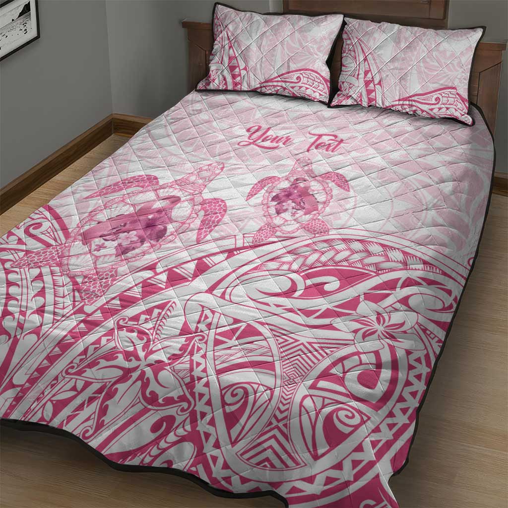 Personalised Polynesia Breast Cancer Awareness Quilt Bed Set No One Fights Alone Turtle Ribbon - White Version LT14 - Polynesian Pride