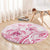 Personalised Polynesia Breast Cancer Awareness Round Carpet No One Fights Alone Turtle Ribbon - White Version