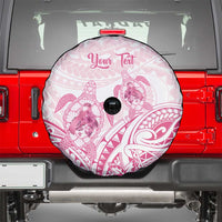 Personalised Polynesia Breast Cancer Awareness Spare Tire Cover No One Fights Alone Turtle Ribbon - White Version LT14 - Polynesian Pride