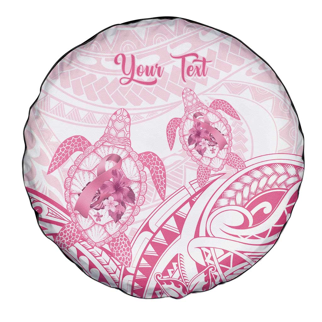 Personalised Polynesia Breast Cancer Awareness Spare Tire Cover No One Fights Alone Turtle Ribbon - White Version LT14 - Polynesian Pride