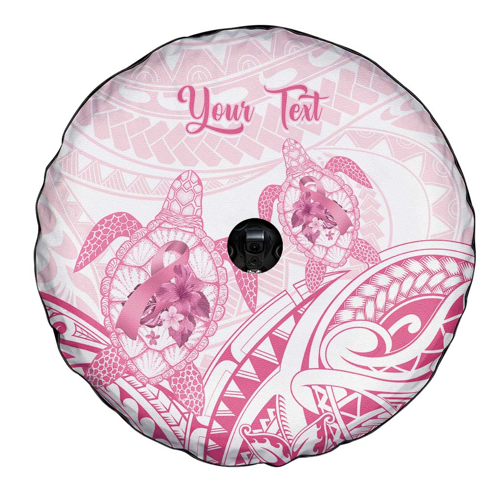 Personalised Polynesia Breast Cancer Awareness Spare Tire Cover No One Fights Alone Turtle Ribbon - White Version LT14 - Polynesian Pride