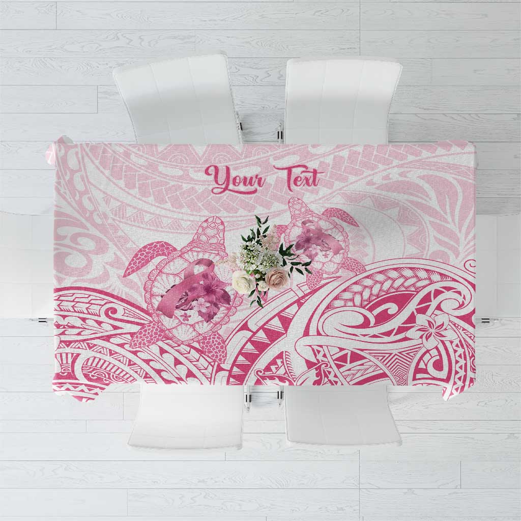 Personalised Polynesia Breast Cancer Awareness Tablecloth No One Fights Alone Turtle Ribbon - White Version LT14 White - Polynesian Pride