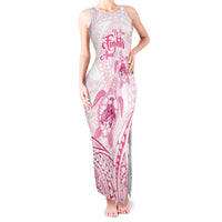 Personalised Polynesia Breast Cancer Awareness Tank Maxi Dress No One Fights Alone Turtle Ribbon - White Version LT14 Women White - Polynesian Pride