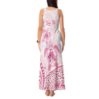 Personalised Polynesia Breast Cancer Awareness Tank Maxi Dress No One Fights Alone Turtle Ribbon - White Version LT14 - Polynesian Pride