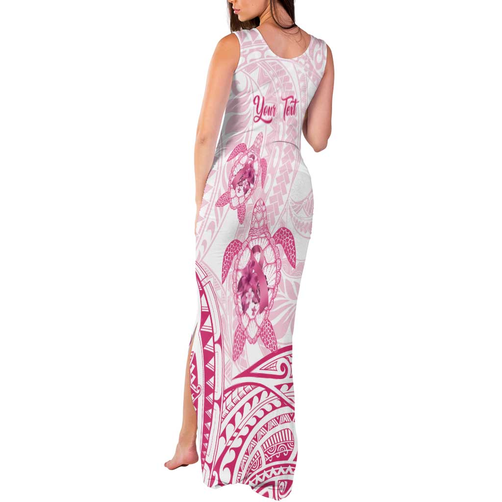 Personalised Polynesia Breast Cancer Awareness Tank Maxi Dress No One Fights Alone Turtle Ribbon - White Version LT14 - Polynesian Pride