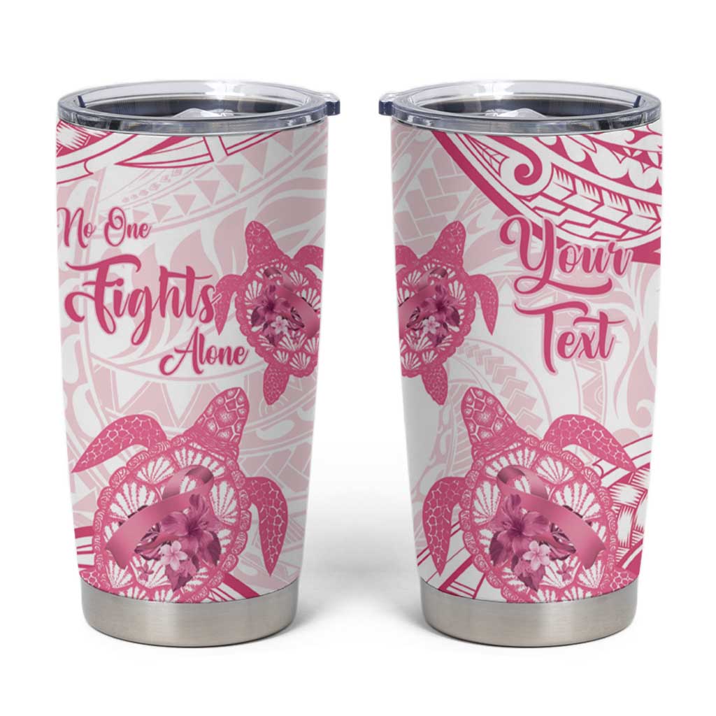 Personalised Polynesia Breast Cancer Awareness Tumbler Cup No One Fights Alone Turtle Ribbon - White Version LT14 White - Polynesian Pride