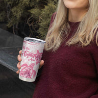Personalised Polynesia Breast Cancer Awareness Tumbler Cup No One Fights Alone Turtle Ribbon - White Version LT14 - Polynesian Pride